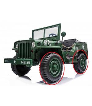 VENTA JUEGO DE RUEDAS DE GOMA PARA COCHE ELÉCTRICO INFANTIL JEEP ARMY DESERT WILLYS - INDALPZ00860